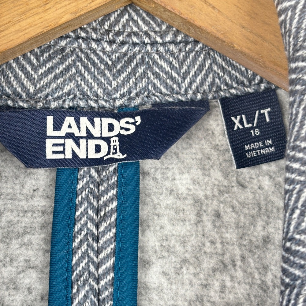 Lands End Blazer Womens XL Tall Herringbone Fleece Single Button - Picture 4 of 8